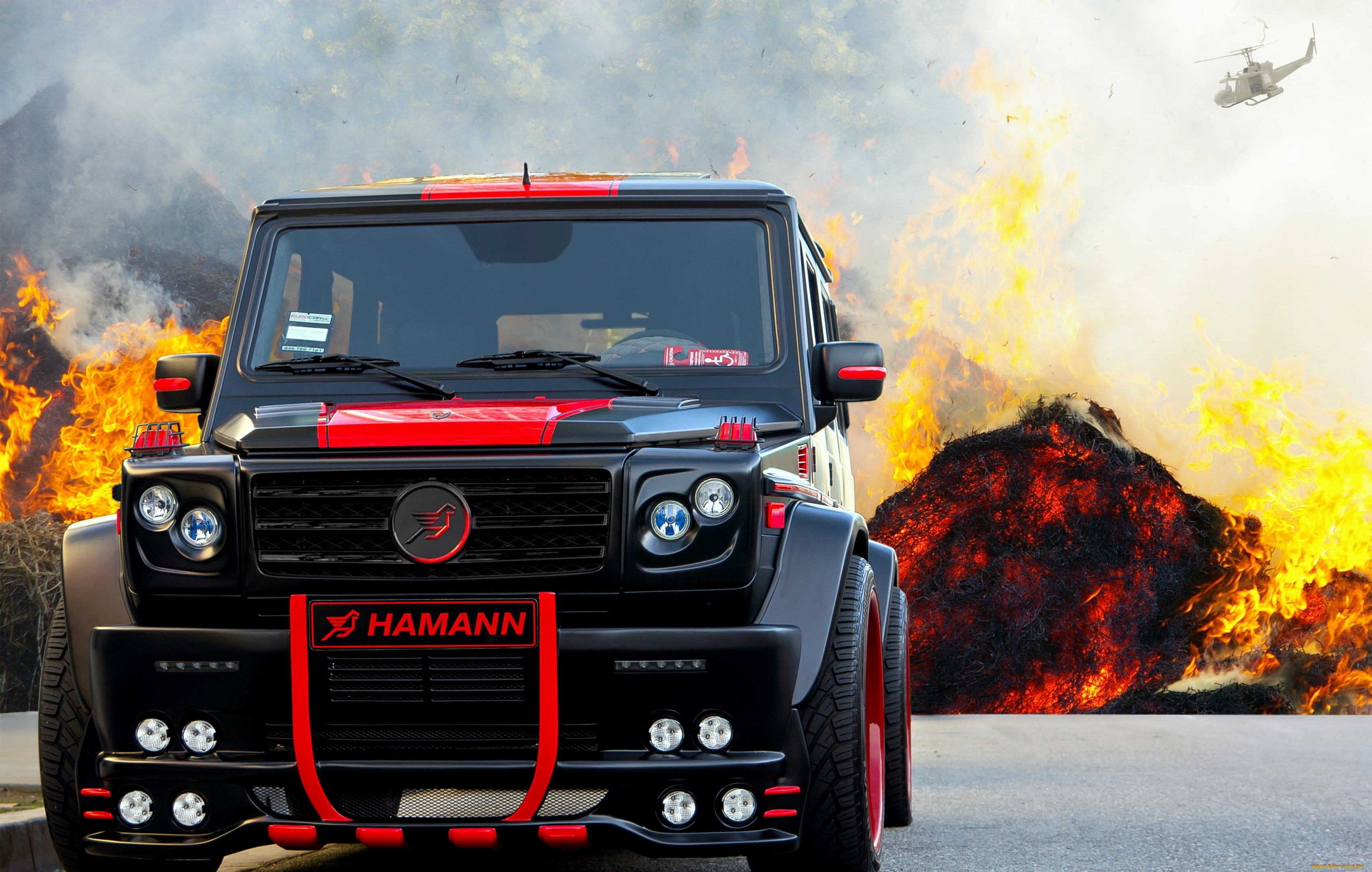 , mercedes-benz, mercedes, black, red, fire